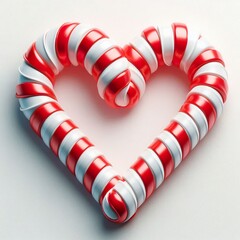 Obraz premium 3d Christmas candy cane heart frame with red and white striped on a white background
