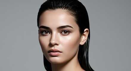 Naklejka premium Woman with portrait, beauty, and studio.