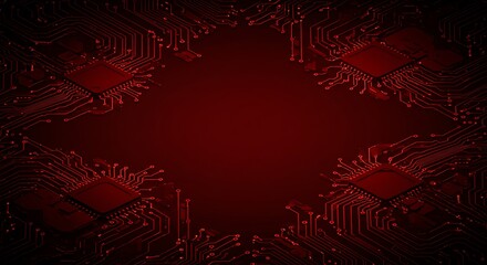 Crimson Circuitry Embrace Deep Red Digital Bloom Circuit Board Mandala Dark Red Tech Mandala Electronic Heartbeat Ruby Red Tech Design Digital Vine Red Circuitry Heart Crimson Tech Pattern