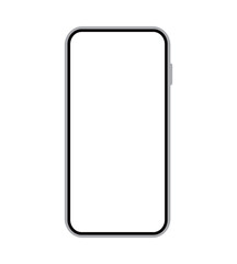 Smartphone with transparent screen. Device mockup front view. Icon, frame, background. Vector illustration.