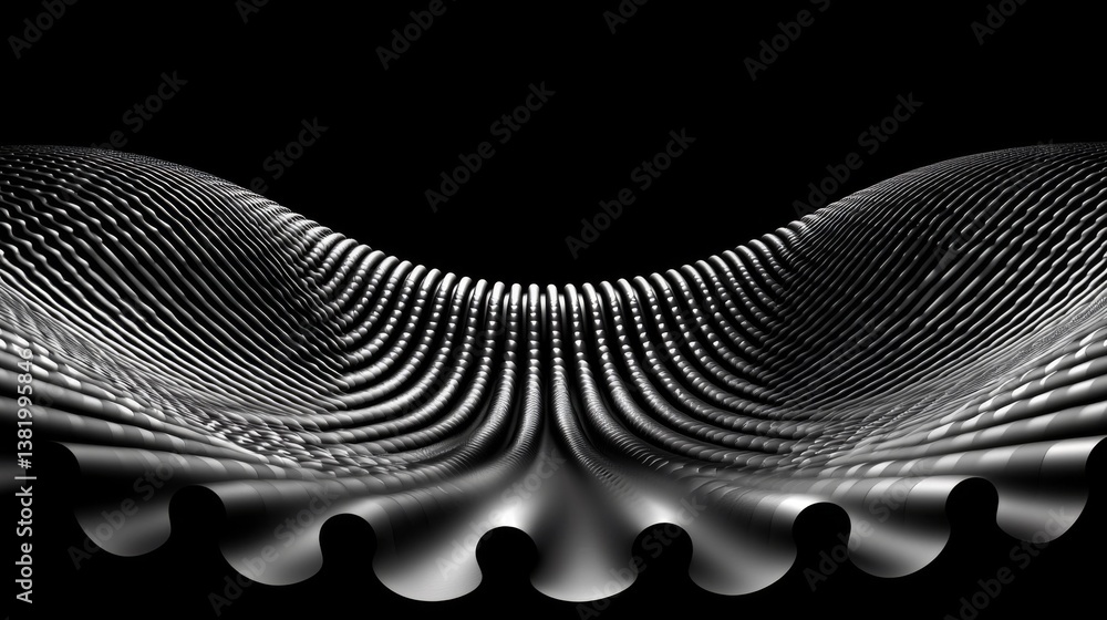 Poster abstract black and white wave pattern with smooth curves and textures