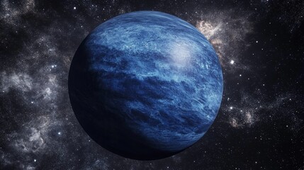 Obraz premium Blue planet in space with stars and cosmic background