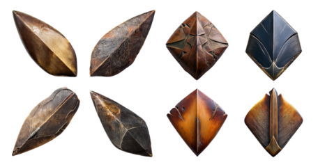 Elegantly Crafted Decorative Leaves in Various Textures and Colors, isolated on transparent background