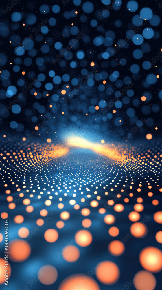 Aufkleber a blue and orange background with many small dots. the dots are scattered all over the background, c