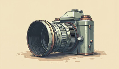 old photo camera and film, Generative AI