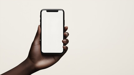 A person is holding a smartphone, with the screen facing outward. The smartphone is in the palm of a hand, with a blurred background. The image evokes a sense of connection, technology.