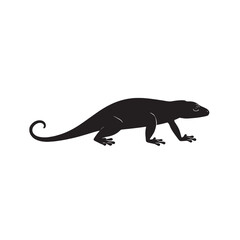 Obraz premium Silhouette of a lizard and iguana on black and white backgrounds with wild animal illustrations