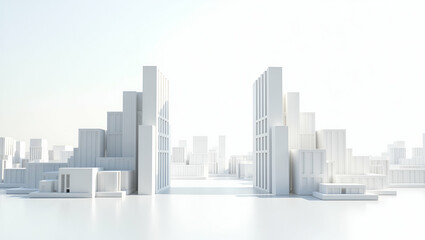 Fototapeta premium 3D Minimalist Wallpaper: Embrace Modern Robotics in Construction with Innovative Digital Aesthetics and High-Tech Structural Integration on a Clean White Background