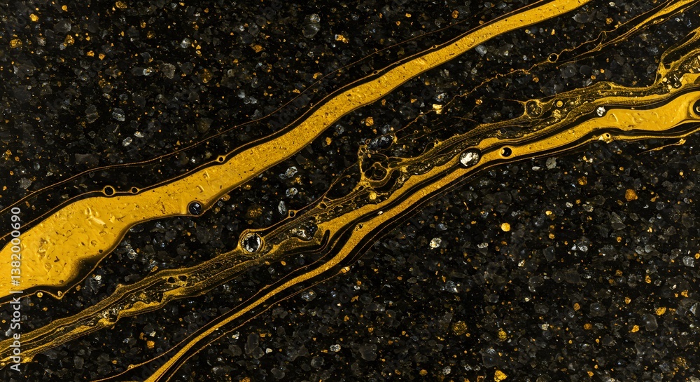 Aufkleber abstract black stone texture with golden veins creating a luxurious pattern