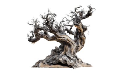 Ancient Gnarled Tree with Unique Twisted Branches and Textured Bark