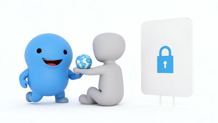 Explore a 3D modern visual narrative showcasing secure digital identity verification through biometric authentication and AI-driven validation for safe online interactions.