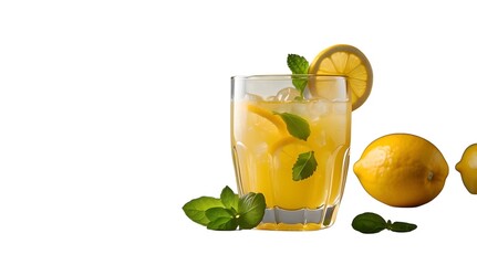 Fototapeta premium Refreshing Lemonade Drink with Mint and Lemon.....