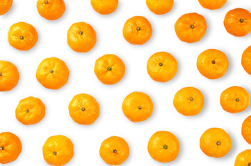 Fototapeta premium Pattern of orange isolated on white background. top view 