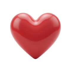 Shiny red heart on white isolated background