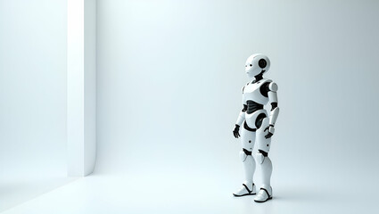 Fototapeta premium Futuristic Minimalist Wallpaper Design: Adaptive AI Robotics in Expansive Empty Space with Precision Digital Renderings for Professional Photo Stock