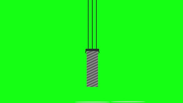 Lifting load and lowering load for testing loading capacity of iron bar weight lifting capacity of crane with anchor green screen hold weight lifting, lowering mp4 video. Lifting loads animation video