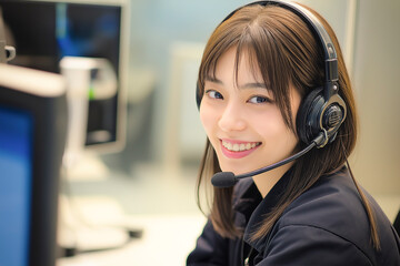 笑顔のオペレーターの女性「AI生成画像」