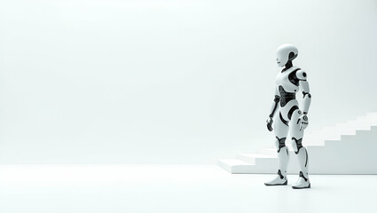 Fototapeta premium 3D Wallpaper: Minimalist Exoskeleton Robotics Art - Merging Biomechanical Engineering & Wearable Technology for Modern Solutions