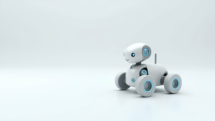 Innovative 3D Wallpaper Design: Minimalist Aesthetics Symbolizing Mobile Robotics Research with Dynamic Navigation & Advanced Sensor Fusion on a Cute Iconic White Background
