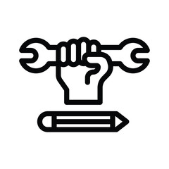 7 skills line icon illustration vector graphic