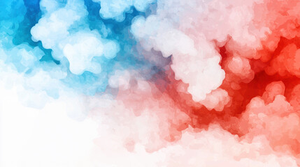 Fototapeta premium A vibrant abstract image featuring soft clouds in blue, red, and white hues, blending together in a dreamy, artistic composition.