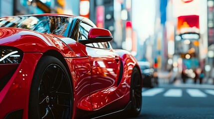 Vibrant Red Sports Car Close-Up in High Definition Photography Shot