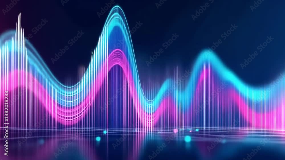 Wall mural abstract neon waveforms: a symphony of light and data visualization
