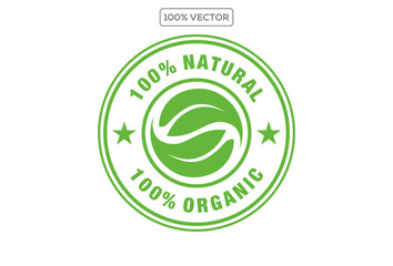 100 percent natural stamp vector logo template