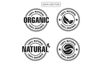 Natural label set icon, vector illustration stock template