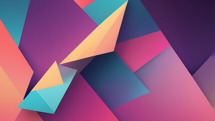 Abstract Geometric Design with Colorful Triangles and Shapes