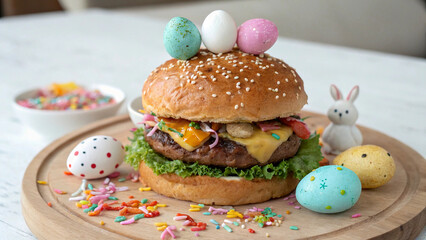 easter cake and eggs