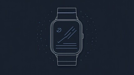 Smartwatch Illustration: Sleek design of a smartwatch on a dark background displaying health data in a minimalist, modern style, symbolizing connectivity and tech.