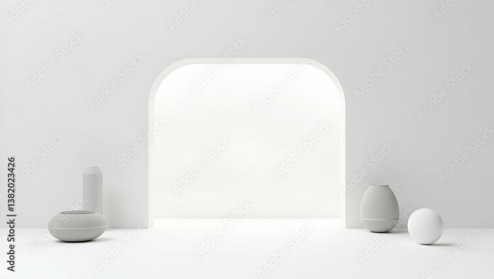 Poster 3d wallpaper design featuring expansive empty space modern minimalist aesthetics emphasizing ai powe
