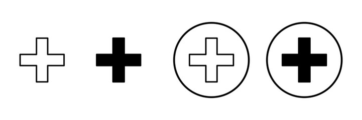 Plus icon vector. Add plus sign and symbol