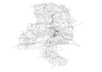 vector map of highway of krsko city in Slovenia with black and white color
