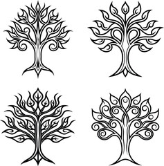 Obraz premium Elegant Tree Line Art Collection.