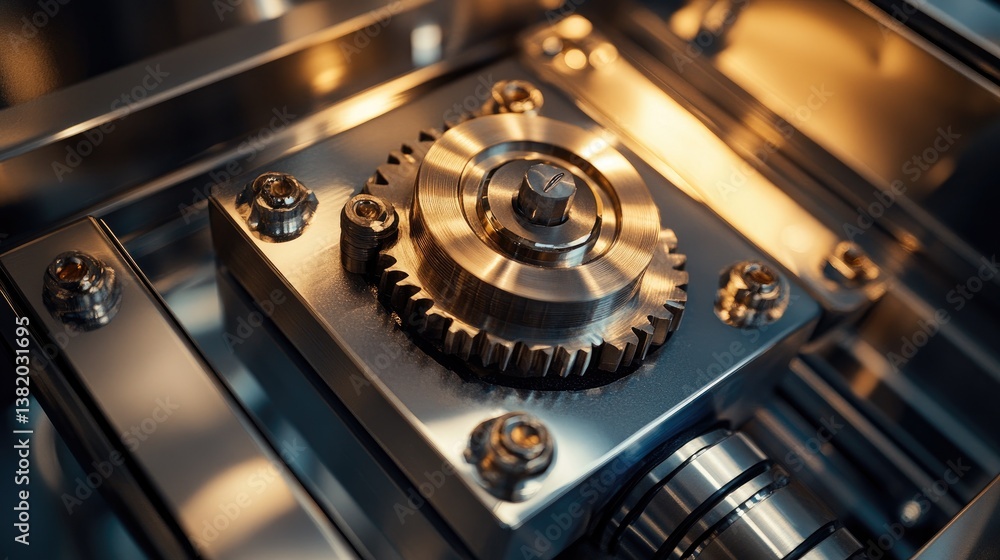 Poster A detailed shot of a metallic safe lock mechanism, showcasing its precision-engineered components and the strength of its secure locking system.