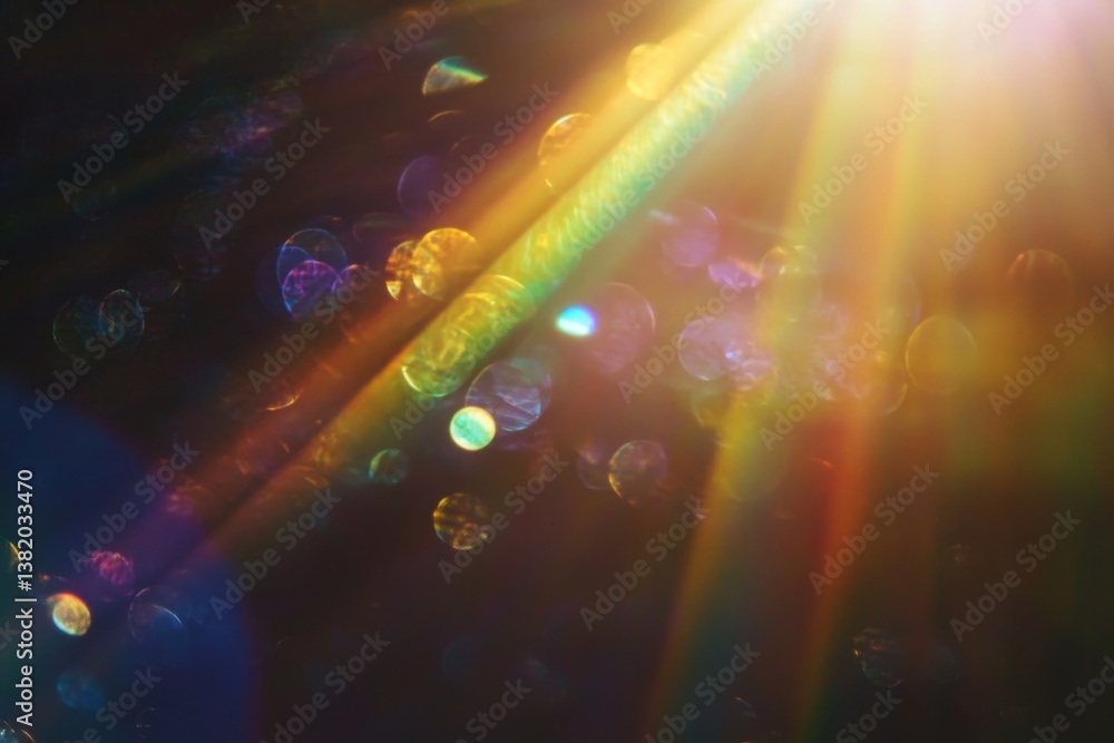 Poster abstract light bokeh with colorful lens flare and rainbow spectrum