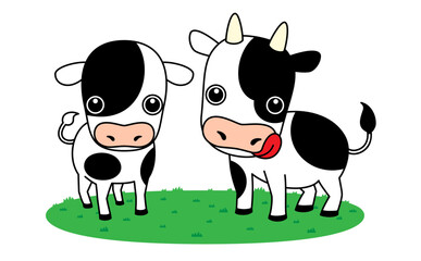 かわいい雄牛と雌牛