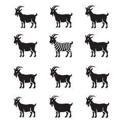 Goat Silhouettes, Various Poses and Activities.
