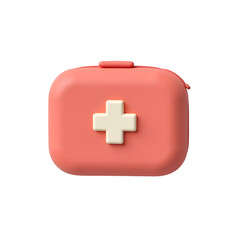 Fototapeta premium Pink First Aid Kit 3D Render Medical Supplies