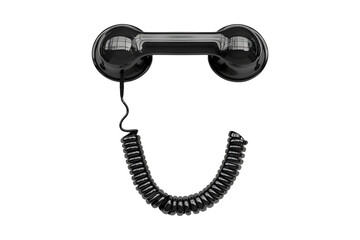 Black telephone receiver isolated on transparent background
