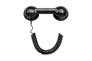 Black telephone receiver isolated on transparent background
