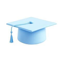 3d Blue Graduation Cap with Tassel, isolated on transparent background.