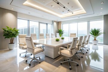 Drone Photography: Luxury Minimalist Boardroom - Elegant White Interior Design