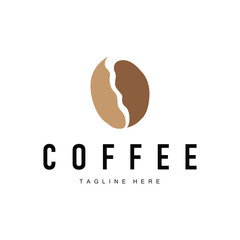 coffee drink logo design with glass and coffee bean with delicious aroma with simple template illustration symbol