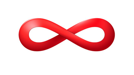 A red infinity symbol isolated on a black background view