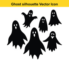 Halloween Monsters Silhouette Vector Icon Set