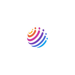 human colorful social group logo, globe circle modern