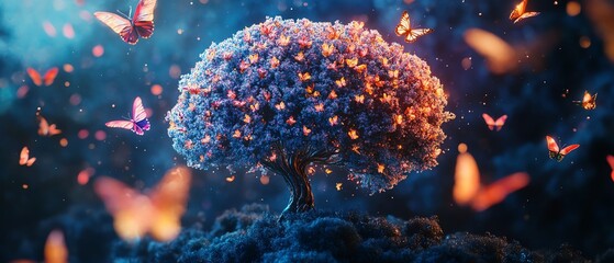 Magical butterfly tree, fantasy art